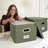 Decorative File Organizer Box Set Of 2 - Collapsible Linen Filing Cabinets W/Handles Are Perfect To Store All Your Documents & Hanging File Folders - Portable Easy Slide File Crates With Lid