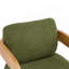 Ensemble de 2 chaises de salle à manger avec dossier coussiné, tissu bouclé vert, structure en bois massif de couleur naturelle