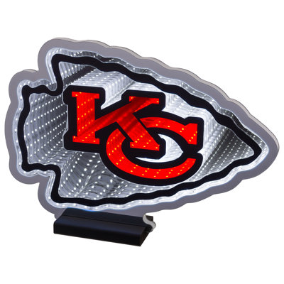 Sporticulture NFL Team Kansas City Chiefs LED Infinity Logo Light - 3D Light Effect, Acrylic Display with UL Plug and Stand