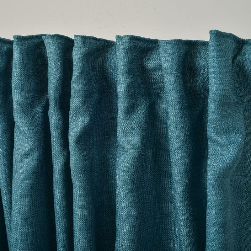 Extra Long & Extra Wide Faux Linen Decorative Curtain Single Panel, 140cm Width x 295cm Drop, Indigo Blue