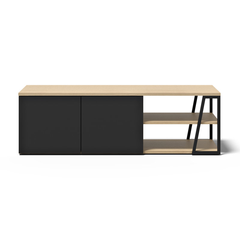 Sharrion TV Stand for TVs up to 65", Light Oak/Black Metal