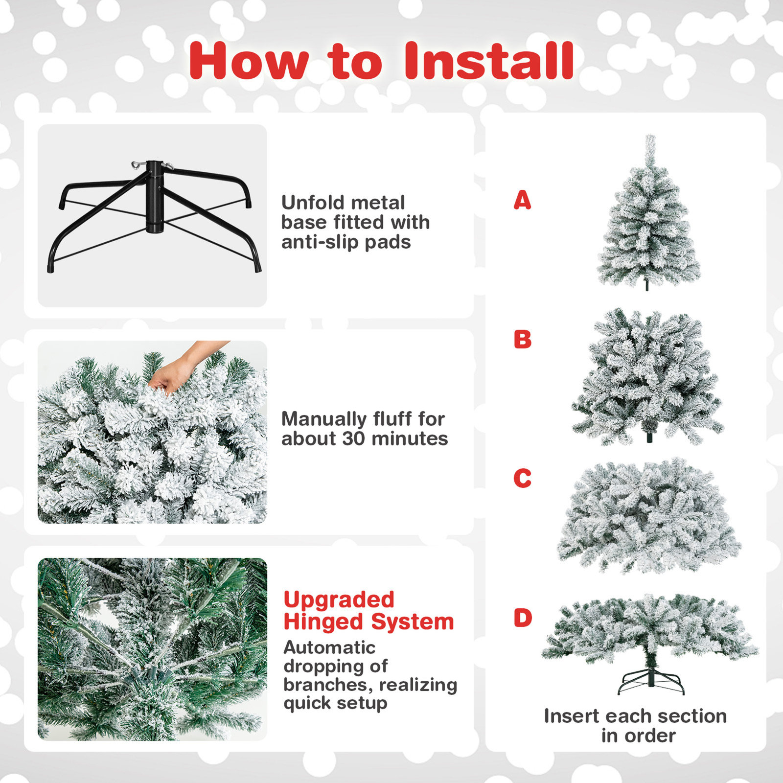 Artificial Pine Christmas Tree, 7.5'