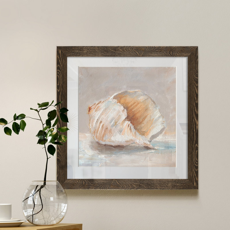 Impressionist Shell Study IV - Cadre photo, reproduction d'art sur papier, Cadre noyer, H 35,5 po x l 35,5 po x P 1,5 po