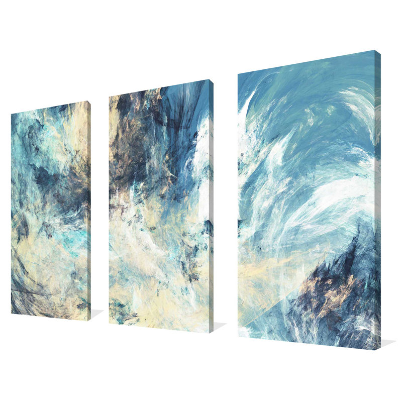 «Feeling Blue», ensemble de 3 reproductions d'art sur toile tendue, H 32 po x l 48 po x P 0,75 po