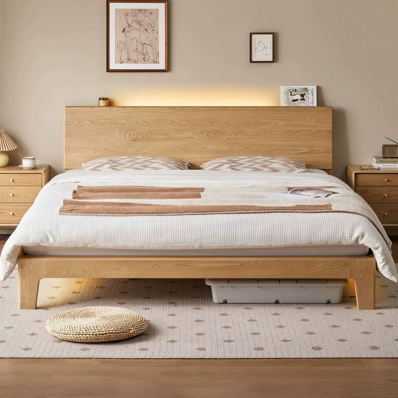 Solid Wood Bed in Ash for Modern Furniture Style
