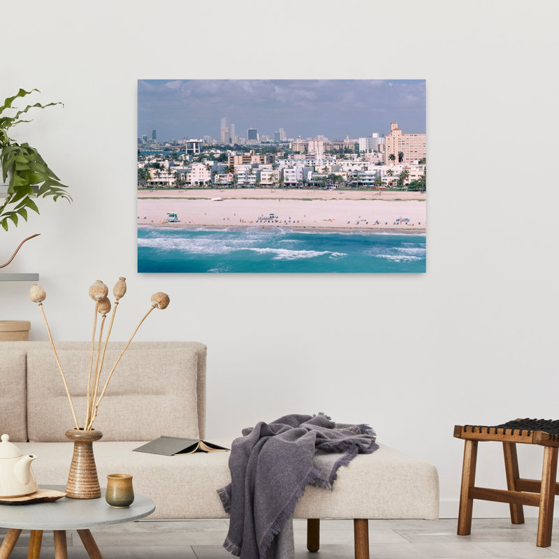 États-Unis, Floride, Miami, vue aérienne de Miami Beach, arbre abstrait, art mural, plage, H 36 po x l 24 po
