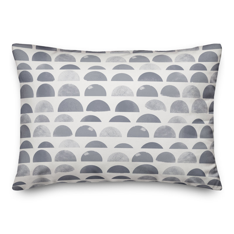 Housse et insert de coussin rectangulaire extérieur demi-cercles 17, Bleu