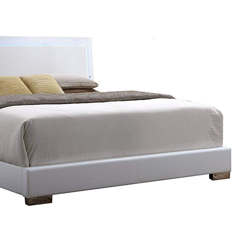 Morfaw Vegan Leather Platform Bed, Queen