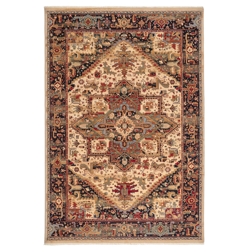 The Saharna Wool Brown/Black/Red Indoor Rug, Rectangle 200 x 290 cm