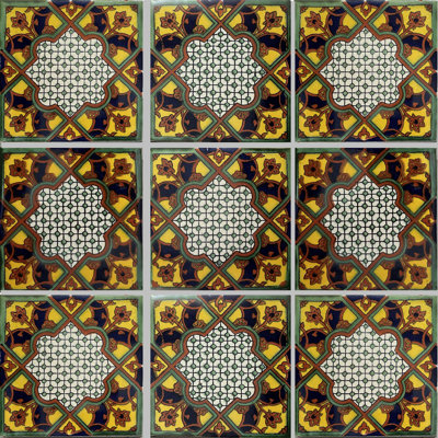 4.2" x 4.2" 9pcs TalaMex Azteca Talavera Mexican Tile