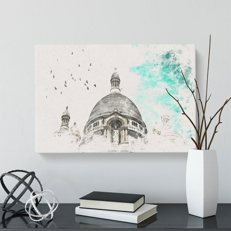Birds Above Sacre Coeur Paris - Wrapped Canvas, 60cm H x 91cm W x 3cm D
