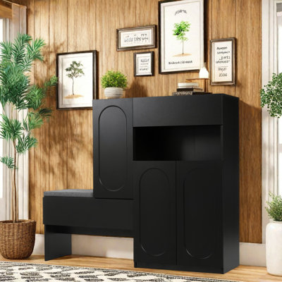 Modern 2-In-1 Shoe Cabinet With Bench, Adjustable Storage, Removable Cushion, And Anti-Tipping Design For Entryway Or Living Room