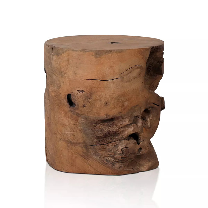 Atrakchi Accent Stool, Teak Stool-Aged Natural