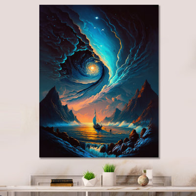 «Inspiring Moon'S Outer Space View IV - Space Landscape», reproduction sur toile