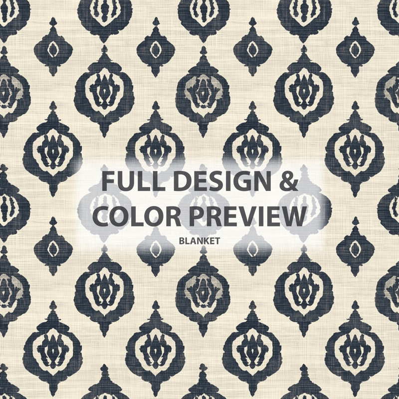 Ikat I noir et beige - couverture confortable de style campagnard, jeté rustique doux