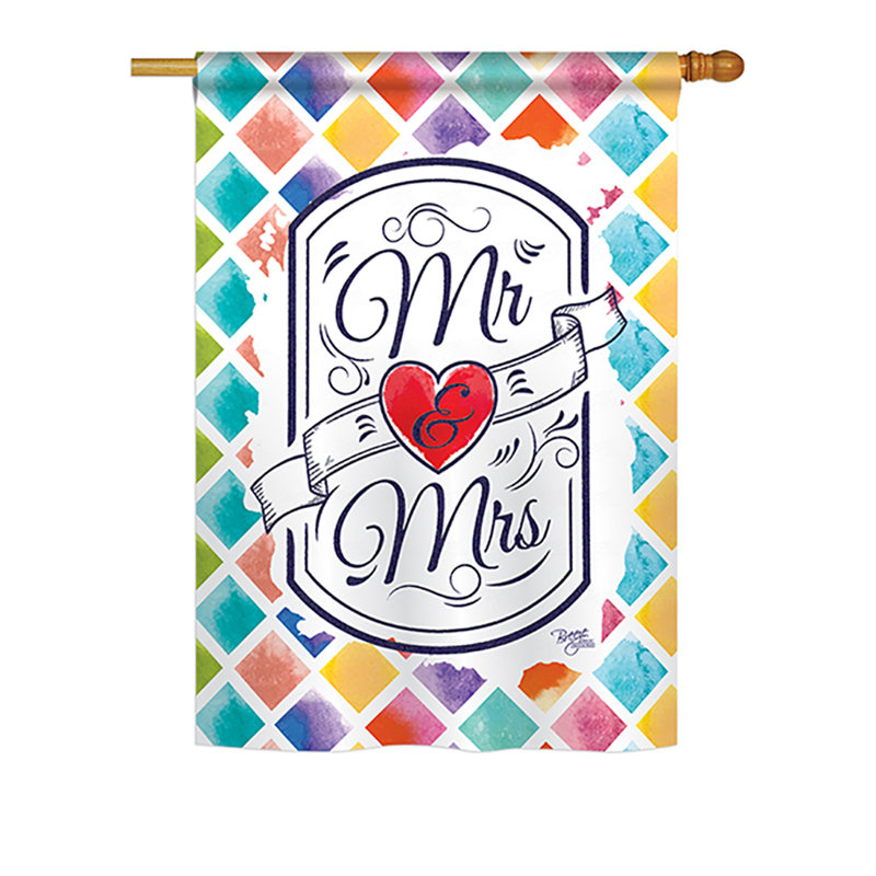 Drapeau de maison / jardin en polyester Mr et Mme, H 40 po x l 28 po