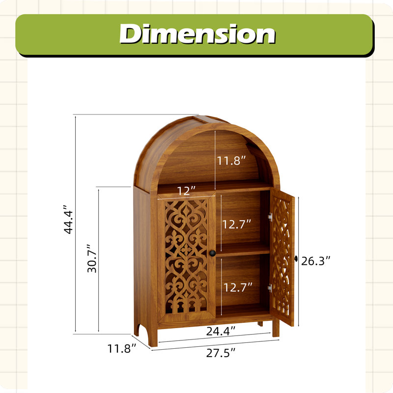 Hand-Carved Arched Cabinet