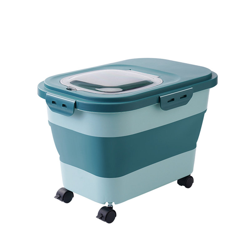 Contenant pour aliments pour chiens, contenant pliable pour aliments pour chiens avec couvercles, seau à bacs à roulettes, support de garde-manger scellable en plastique