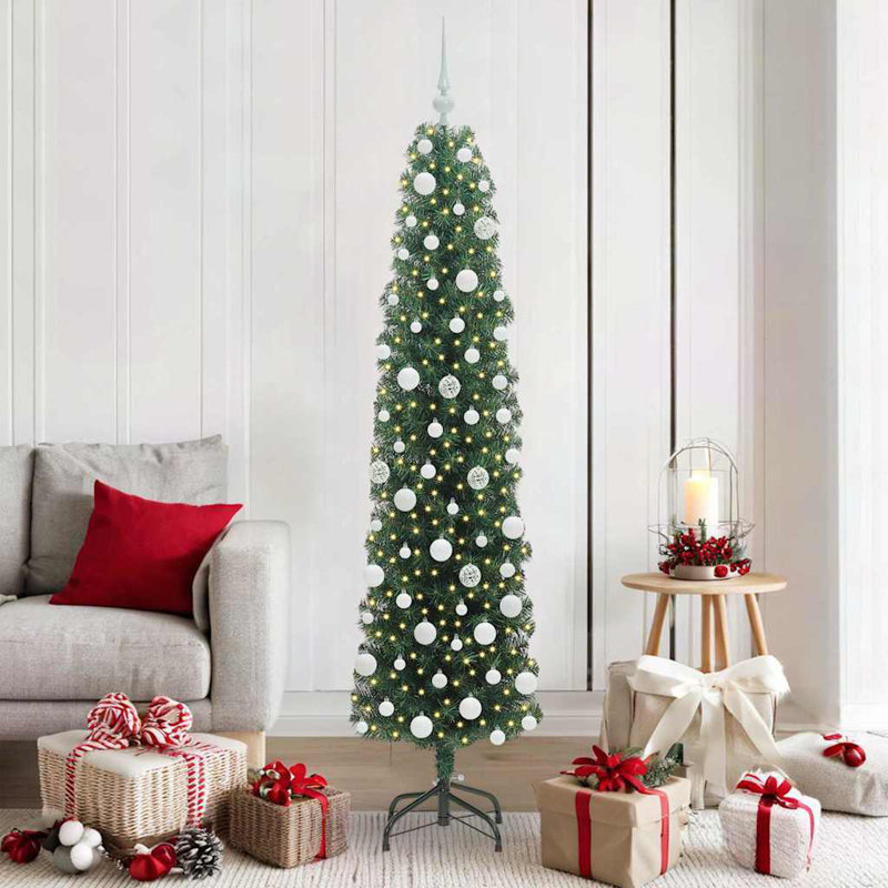 Artificial Christmas Tree with 300 LEDs with Stand, White, 5.91' H