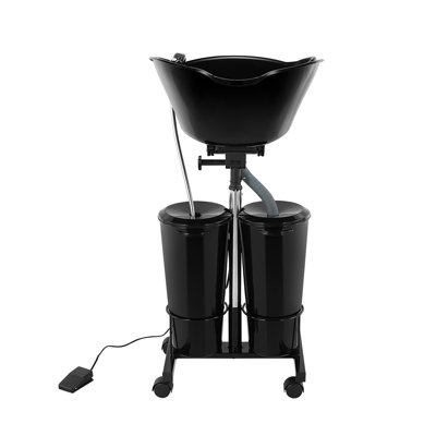 Hauteur de la cuve de shampooing portative réglable en hauteur avec 2 seaux de lavage des cheveux avec pompe électrique et tuyaux d'évacuation, rotation de 270 degrés des accessoires de salon de coiffure et de coiffeur
