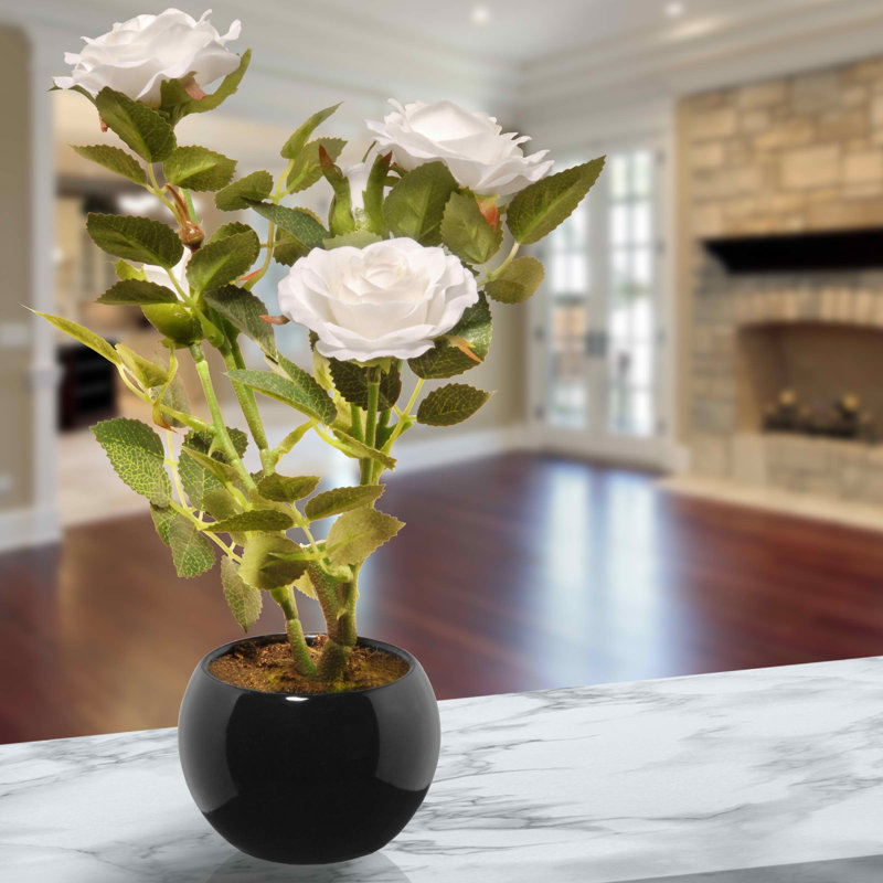 9.5" White Rose Flower