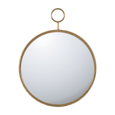 Gold Metal Frame 26" X 32" Circle Wall Mirror - Decorate Living Room, Entryway, Office Clear Reflection, Construction Beautify Build