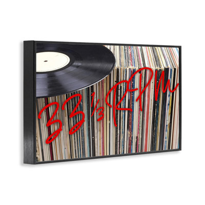 Vinyl Record Stack Collection Framed Giclee, design by Lil' Rue