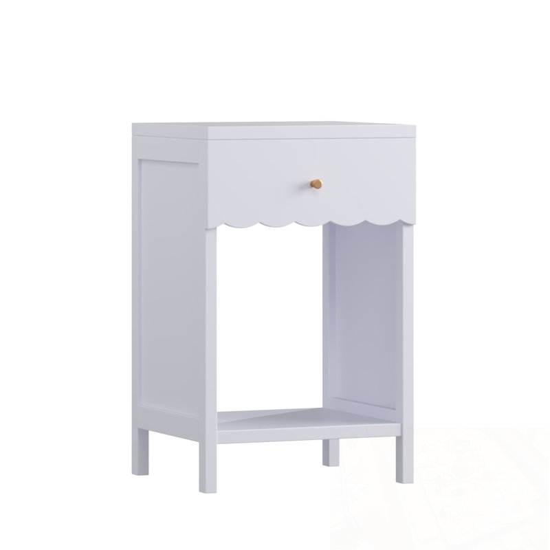 Nightstand With Drawer And Open Shelf, Light Purple