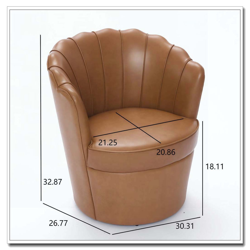 Chaise d'appoint pivotante - Base en métal pivotant à 360 °, Marron clair