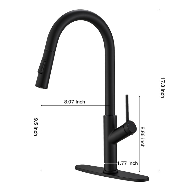 VIBRANTBATH Pull Out Kitchen Faucet, Matte Black