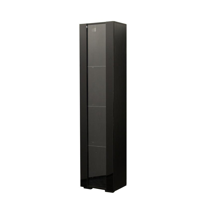 Side Mitsi With Aluminum Strip Lamp,With Large Storage Space, Black