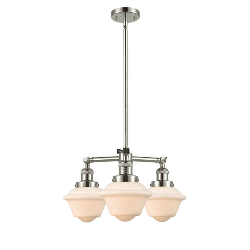 Baptiste 3 - Light Dimmable Classic / Traditional Chandelier, Matte White, 6 Watt Vintage LED Bulb, Polished Nickel