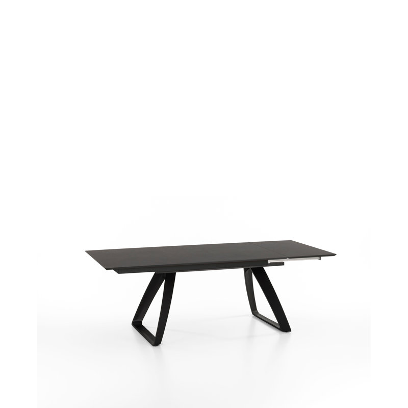 Vespi Extendable Metal Base Dining Table, Black