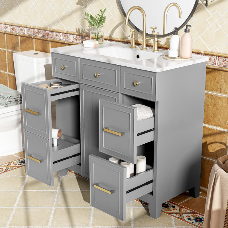 Ensemble de meuble-lavabo avec lavabo 36 po 36 po, Gris