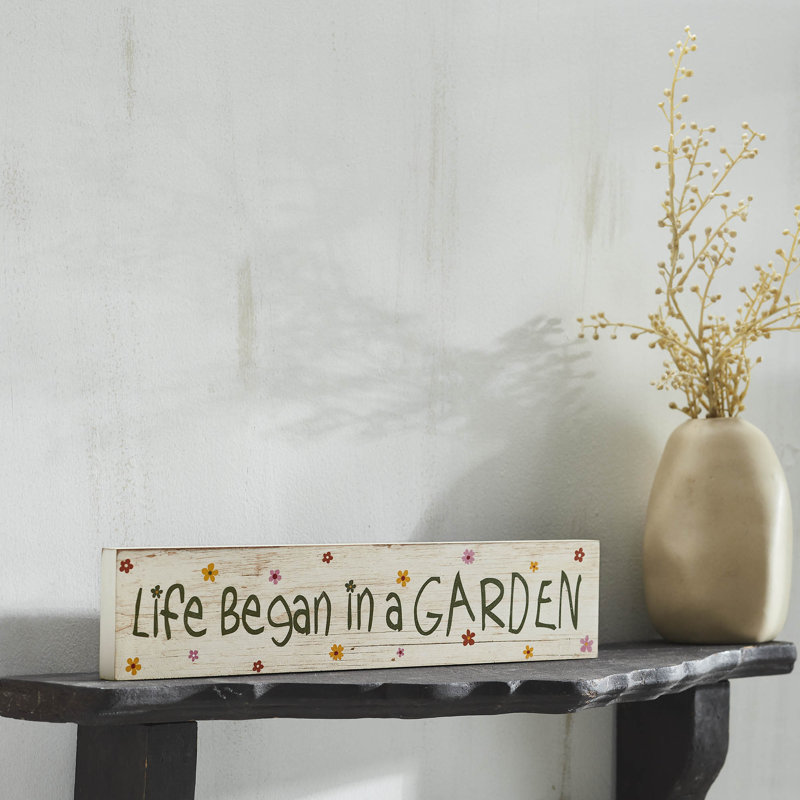 Panneau en bois aggloméré Spring In Bloom Life Commencer dans un jardin 3 x 14 x 0,75