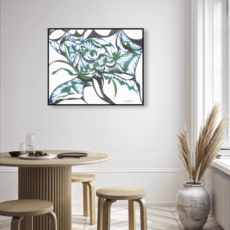 Manuel Roman - Swirling Ferns Canvas Abstract Print by Oliver Gal, Black Frame, 20 x 16, 17"H x 21"W, Black Floater Frame