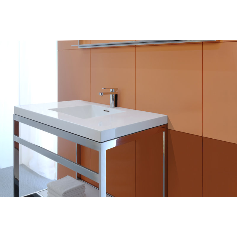 36" Cube Collection Single Bathroom Sink, White, White Matte