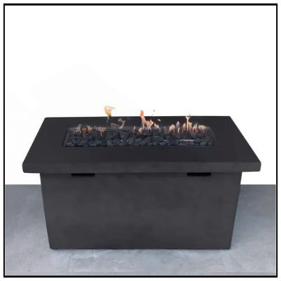 25" H Fiber Reinforced Concrete Propane Outdoor Fire Pit Table