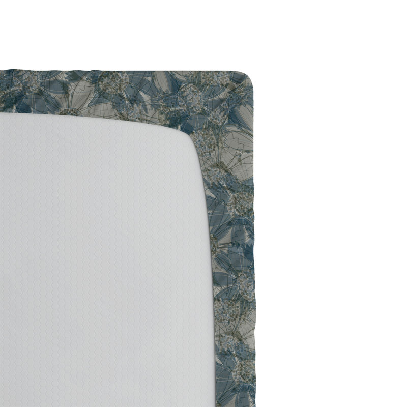 Drap-housse Ambesonne, Crépuscule / motif floral bleu-vert, Drap-housse de taille très grand