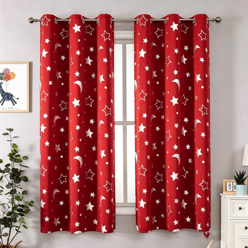 2‑Pack Star Moon Blackout Curtains, 52"W x 84"L (Pack of 2)