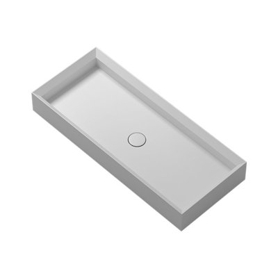 WS Bath Collections Cut 15'' Glossy White Ceramic Rectangular Bathroom Sink