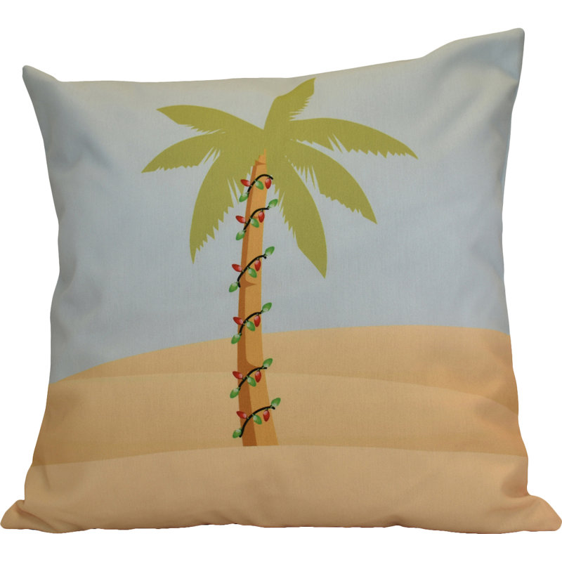 Coastal Christmas Outdoor Reversible Throw Pillow, Light Blue, 18" H x 18" W