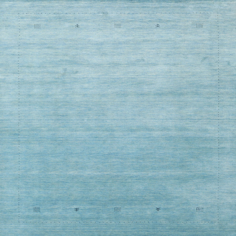 Tapis de zone bleu contemporain, Carré 5 pi