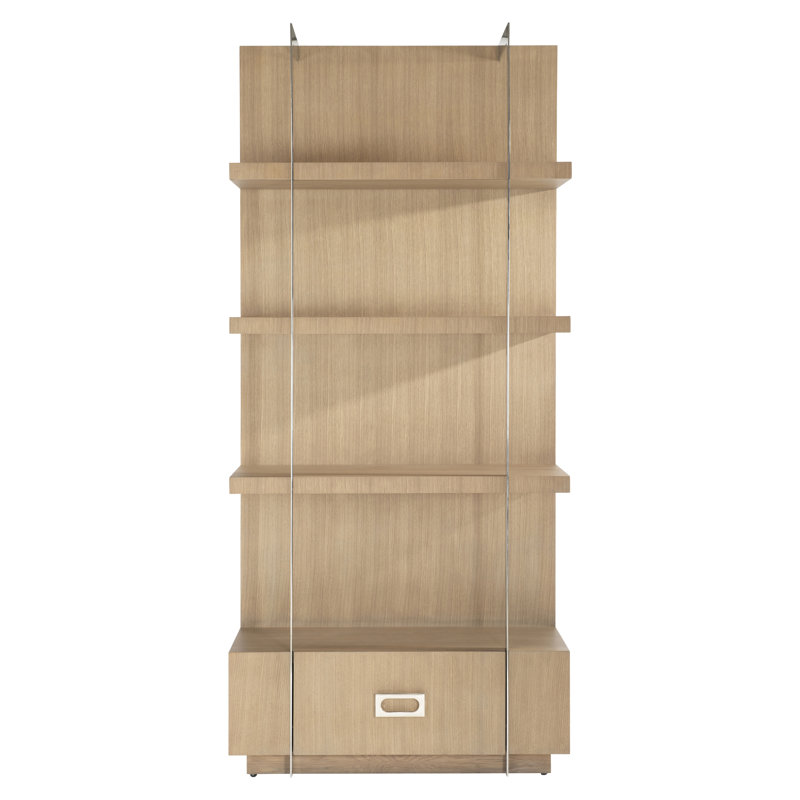Sahara Brown Oak and Stainless Steel Etagere Bookcase