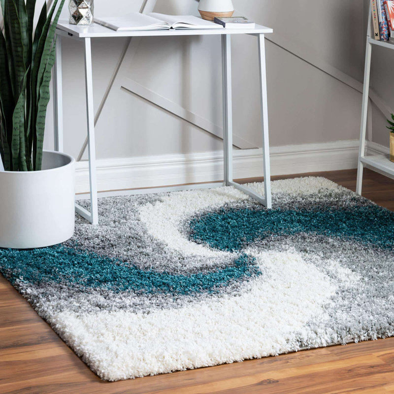 Tapis abstrait kaki , Rectangle 2 pi x 3 pi 1 po, Turquoise/Gris