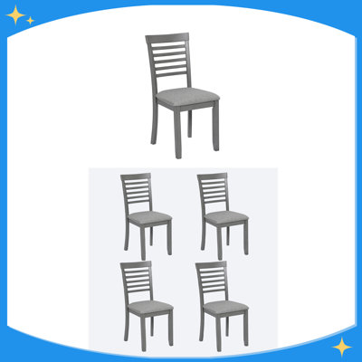Chaises de salle à manger seulement, ensemble de 4 chaises de salle à manger en bois, chaise de cuisine avec siège rembourré, chaise d'appoint rembourrée pour salle à manger