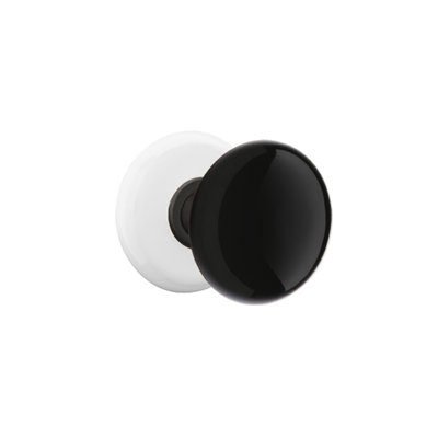 Privacy (Bed & Bath) Ebony Knob with Porcelain Rose