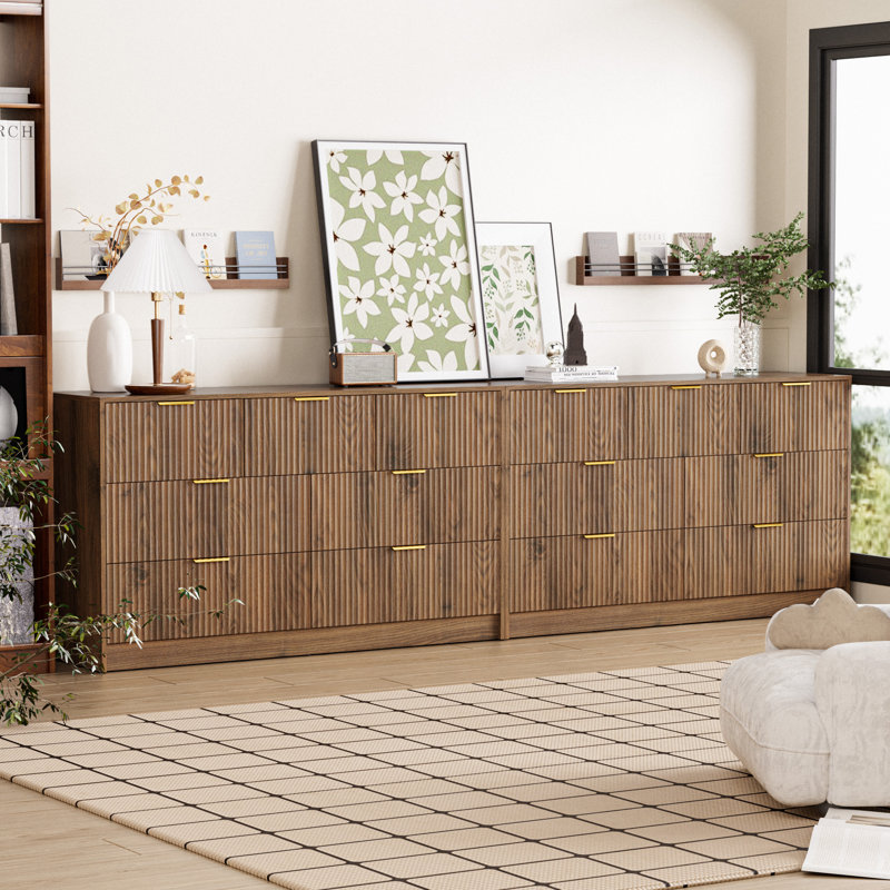 Modern Fluted 7-Drawer Dresser, 55" Wide Bedroom Chest