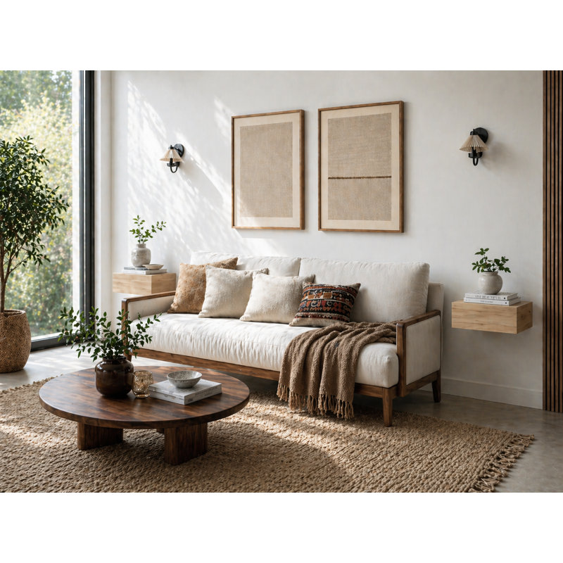 Ensemble de 2 tables de chevet murales flottantes Custer pour chambre à coucher Custer, Ivoire ivoire