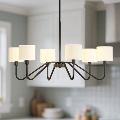 40'' Wide Dimmable Chandelier With Cylinder Fabric Shade